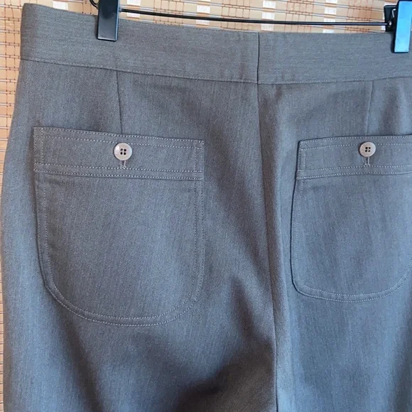 Armani, Collezioni Brown Sand thick cotton fabric trousers buckle front wide leg - Picture 6 of 9